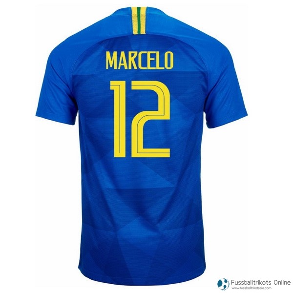 Brasilien Trikot Auswarts Marcelo 2018 Blau Fussballtrikots Günstig